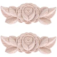 Healifty 2 Piezas de Madera Floral Tallada Apliques Onlay Apliques Onlay Esquina Artesanía Muebles sin Pintar Decoración…